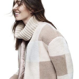 adam lippes x target | teddy bear sherpa tan ivory plaid windowpane m